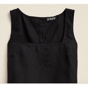J.Crew Linen Square Neck Cropped Button Black Tank Black Sz M #595